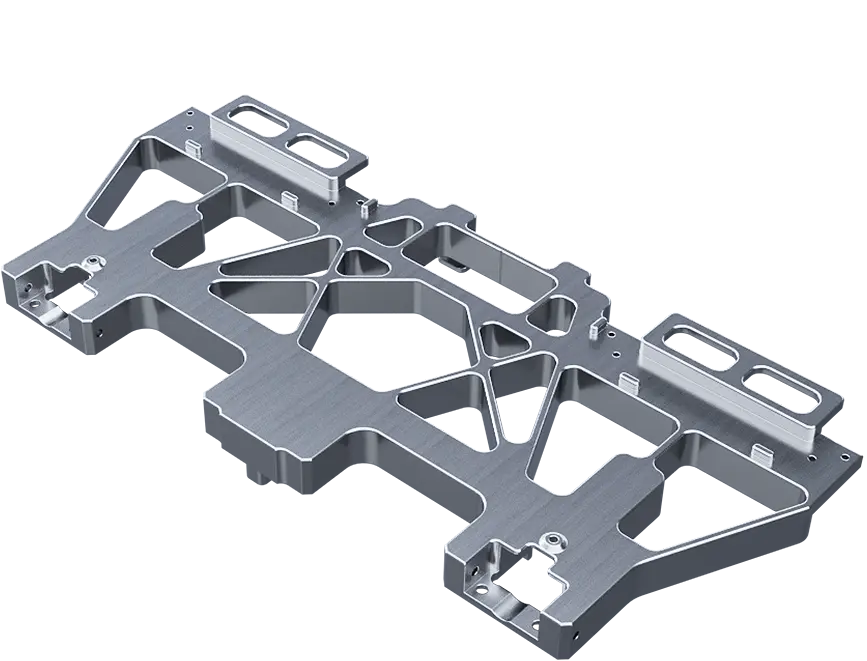 Dual adapter for the optics industry, produced by Biltec's cubic CNC manufacturing. Made from high-strength aluminum. Specialized component for precise applications.